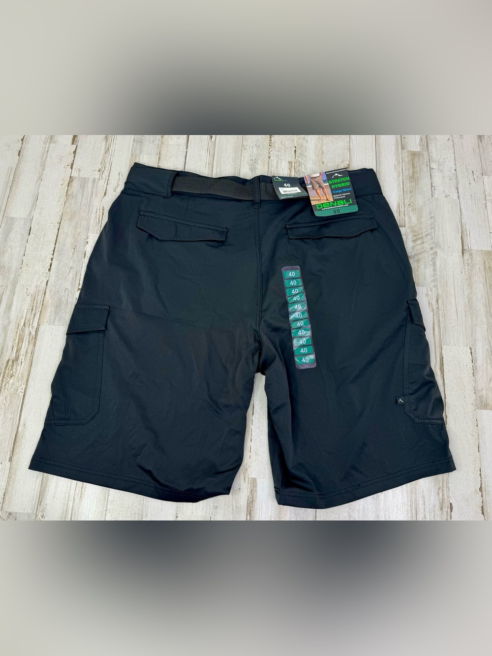 Denali Hybrid Cargo Shorts Men 40 Black Polyester Belted Casual Outdoor NWT